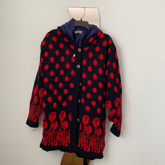 Vintage 90's floral knit hoodie - Picture 1 of 3